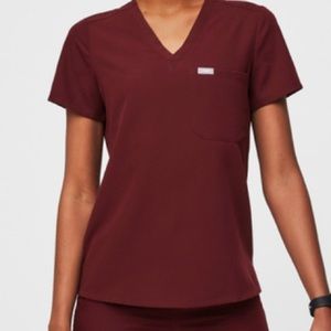 Figs Burgundy Catarina Scrub Top